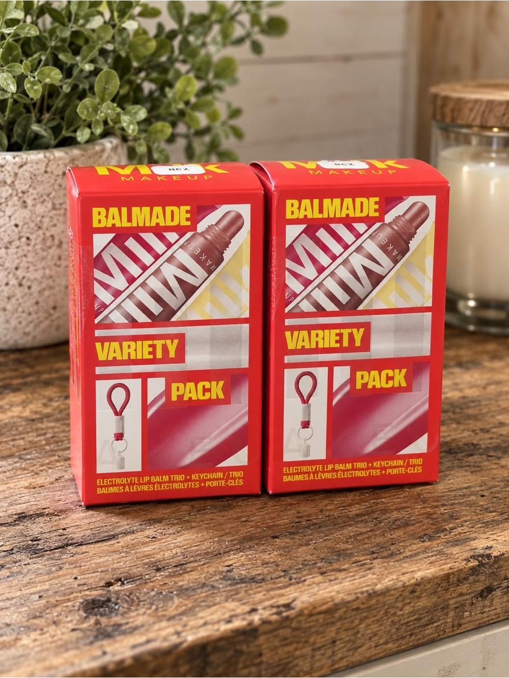(1) Milk Balmade Variety Pack Electrolyte Lip Balm Trio with Keychain - BNIB